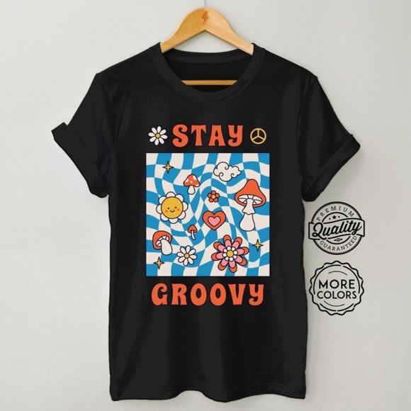 Tops - Stay Groovy Oversized T-Shirt - Aesthetic Shirt